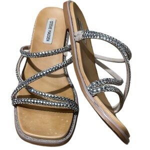 Steve Madden Silver Spice Bling Strappy Rhinestone Sandals